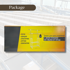 Factory Price Iron Frame Double Pole Clothing Display Rack with Shelves Space Saving Modern Living Room <b>Shoes</b> Clothing Organizer - Product Image 6