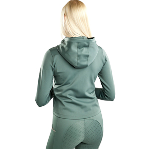 Chaqueta de equitación para mujer con capucha, corte ajustado, con cremallera, abrigo para jinete, elástica, transpirable, ropa deportiva para exteriores, verde - Product Image 4