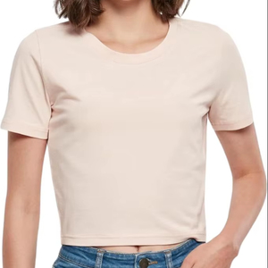 Camiseta Corta de Algodón y Elastano de Alta Calidad para Mujer, Cuello Casual, Corte Ajustado, Diseño Personalizado con Estampado, Parches Bordados de Verano, Talla XL - Product Image 4