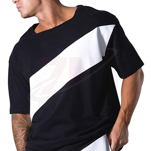 Camiseta de Manga Corta para Hombre, Negra y Blanca, Lisa, al por Mayor, Cuello Redondo, Corte Regular, Estampada, 100% Algodón, Tejido Jersey Lavado - Product Image 1