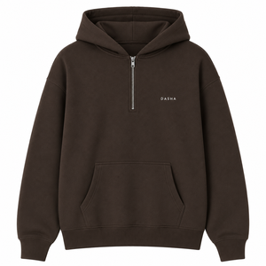 Sweat à capuche surdimensionné à demi-zip avec logo personnalisé, en molleton de coton épais pour homme, vente en gros - Product Image 6
