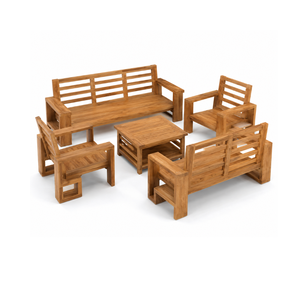 Juego de Sofás de Madera de Teca Sólida de Lujo para Exteriores con Mesa de Centro, Muebles Modernos para Patio, Hotel, Resort, Villa y Jardín - Product Image 2
