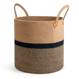 New-Fashion <b>Foldable</b> Jute Fabric Rope Plant Laundry <b>Basket</b> Customizable Logo for Storage <b>Basket</b> Kids Playroom Living Room - Product Image 5