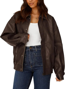 High Street Style <b>Long</b> Length Sheep <b>Leather</b> <b>Jacket</b> for Women Breathable Windproof Cotton Filled Outerwear Classic Style <b>Jackets</b> - Product Image 4
