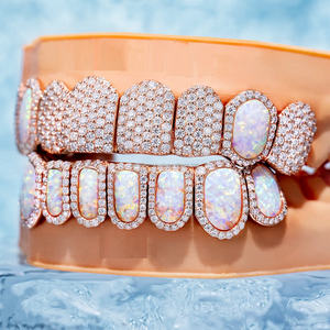 Iced Out Hip Hop Grillz para dientes raperos ópalo de Color personalizado con Vvs Moissanite 925 Sliver Moissanite Diamond Grillz - Product Image 2
