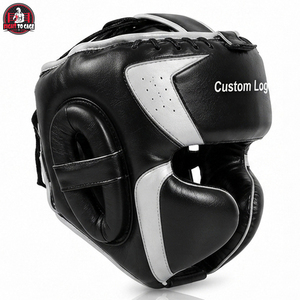 Protège-têtes de boxe et MMA 2026 en cuir durable blanc et noir, qualité supérieure, logo personnalisé, confortables, grande ouverture buccale – Nouveauté promotionnelle - Product Image 2