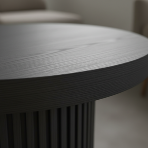 Modern Coffee Table Side End Table One Pillar Leg <b>Light</b> Brown Color Luxury Dynamic Color Durable Rubberwood <b>Oak</b> Materials 1 Year - Product Image 4