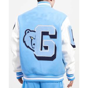 Veste universitaire personnalisée pour homme, corps en laine, manches en cuir, avec patchs en chenille brodés, veste de baseball en toile - Product Image 3