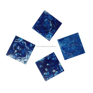 Portavasos redondo de bambú de estilo clásico para café y té con posavasos de resina epoxi, posavasos de lujo ecológicos de Fashion Craft India - Product Image 2