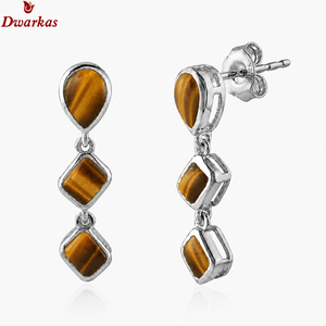Elegant women's trendy geometric <b>drop</b> <b>earrings</b> 925 sterling <b>silver</b> lapis lazuli gemstone high quality gemstone <b>drop</b> <b>earrings</b> - Product Image 4
