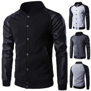 Chaqueta universitaria vintage de diseño personalizado para uso universitario en invierno, con mangas de cuero, parche de chenilla y bordado, para hombre. - Product Image 6