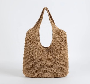 Handmade Simple Plain Women's Vintage Straw Tote <b>Bag</b> New <b>Summer</b>/Winter/Autumn/Spring Open Zipper-Closure Woven <b>Shoulder</b> <b>Bag</b> - Product Image 3