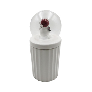 Christmas Snow Globe Ceramic Storage <b>Jar</b> Creative Snowman <b>Water</b> Globe Canister Embossed Porcelain Candy Pot with Lid for Holiday - Product Image 3