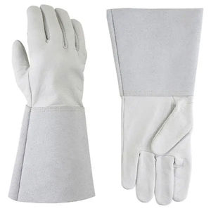 Gants de soudage en cuir blanc à manchette longue, résistants à la chaleur, pour la protection des travaux de soudage et de réparation industrielle - Product Image 2