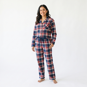 Women Fannnel <b>Pajama</b> Set 100% Cotton Mid Drawstring High Waist Sleep Over Night Wear Casual Regular Fit Plaid <b>Flannel</b> Set - Product Image 1