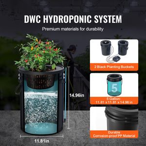 Sistema di Coltivazione Idroponica DWC a 5 Galloni con 2 Secchi, Kit di Irrigazione Superiore e Pompa d'Aria per Coltura in Acqua Profonda - Product Image 2