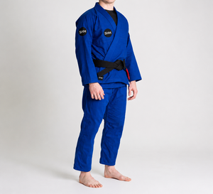 Kimono de Jiu Jitsu Brasileño Azul Personalizado, 450 GSM, Tejido Perlado, Uniforme de BJJ con Pantalones Ripstop para Entrenamiento y Competencia - Product Image 4