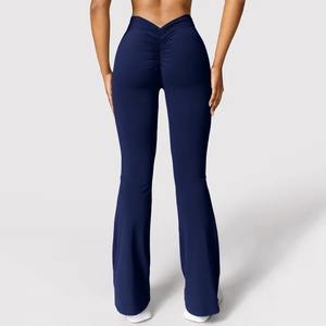 Pantalon de yoga évasé sexy pour femme, taille haute à découpe en V, leggings de fitness push-up, confortables pour la gym et la course, leggings slim tendance - Product Image 5