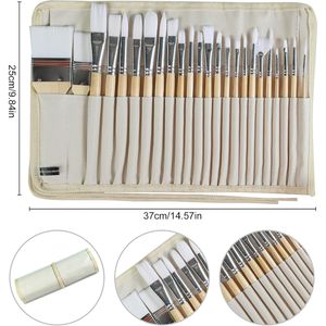 Set Professionale di 24 Pennelli con Manici in Legno e Custodia in Tela per Pittura a Olio, Acrilica e Acquerello - Product Image 3