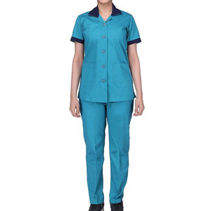 Ensemble de tenue médicale modeste unisexe à manches longues pour infirmière et médecin, tunique et pantalon deux pièces, compatible hijab, en Spandex/Polyester, pour hôpital - Product Image 2