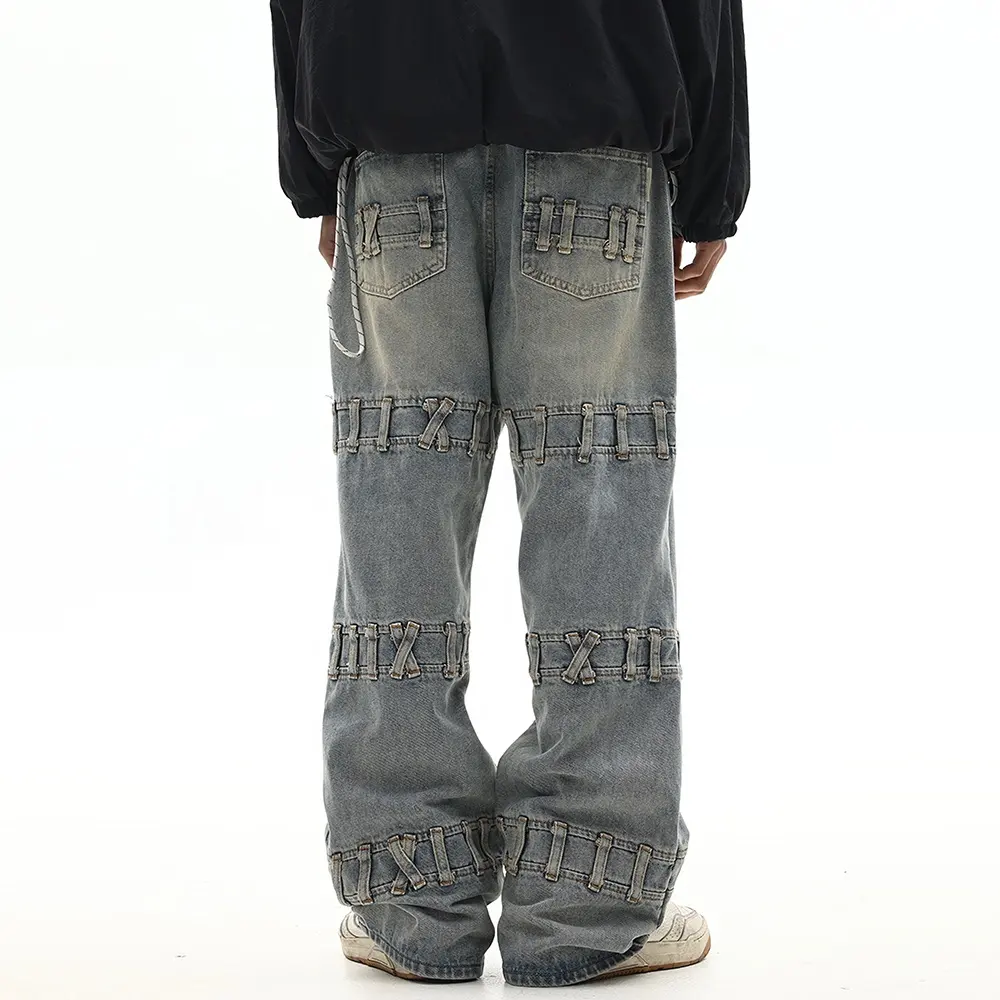 GDTEX Пользовательские Высокие уличные дизайнерские джинсы мужские мешковатые джинсы мужские хип-хоп панк джинсы