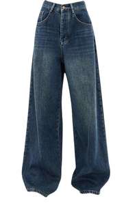 Custom American Retro Denim <b>Jeans</b> <b>for</b> <b>Women</b> Flat Front High Waist <b>Baggy</b> Loose Straight Wide Leg Vintage Pants Wholesale - Product Image 6