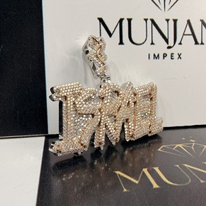 Colgantes y Dijes de Plata 925 con Diamantes VVS Iced para Rapper, Chapados en Oro Rosa, Corte Brillante, Personalizables con Nombre, Certificados IGI, Unisex, para Fiesta - Product Image 4