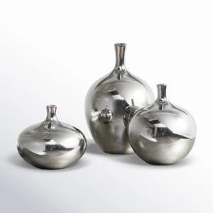 Vases de table modernes en verre soufflé craquelé, grand format, transparents, avec supports en fonte de luxe et finition laiton doré faite à la main, vente en gros - Product Image 1