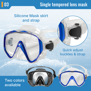 Máscara de Buceo de Lente Única Aropec con Correa Elástica Cómoda, Máscara de Snorkel de Vidrio Templado Antivaho para Natación, OEM/ODM - Product Image 4