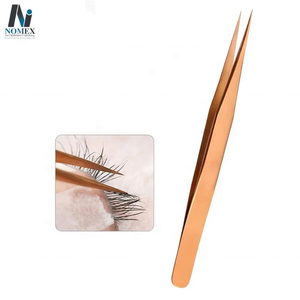 Pince à cils professionnelle en acier inoxydable à double extrémité de style Galaxy Gold pointes inclinées et pointues - Product Image 4