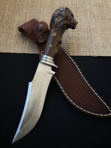 Cuchillo de Supervivencia Hecho a Mano OEM, Hoja de Acero Inoxidable, Mango de Madera Tallada, Funda de Cuero, Herramienta de Camping de Alta Calidad para Exteriores - Product Image 4