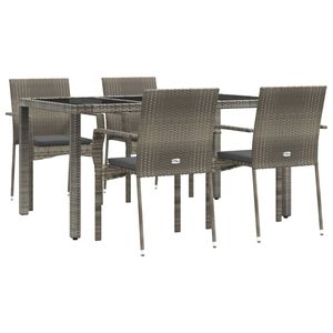 Set da Pranzo da Giardino Grigio per 4 Persone, Struttura in Alluminio e Rattan, Resistente alle Intemperie, Design Contemporaneo - Product Image 3