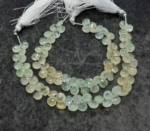 Perles facettées en forme de cœur en préhnite naturelle AAA, 7x8 mm, préhnite ombrée, forme briolette, brin de 8 pouces pour la création de bijoux - Product Image 5