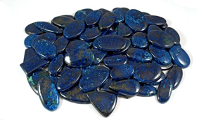 Pierre précieuse naturelle Azurite bleu-vert, taille ovale, cabochon lâche, certifiée par un tiers pour la fabrication de bijoux - Product Image 3