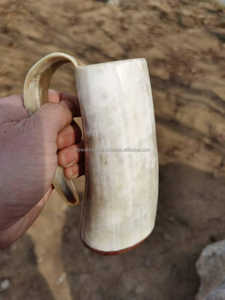 High Quality Eco-Friendly Viking Wine Horn <b>Mug</b> Europe-Style Carved Buffalo Ox Horn Agate Animal Style Coffee Tankard <b>Large</b> - Product Image 2