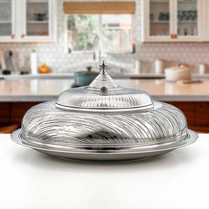 Bol de service en métal poli de haute qualité avec couvercle, compatible lave-vaisselle, écologique, pour servir des dattes, design moderne, idéal pour les cadeaux, les fêtes, le Ramadan - Product Image 6