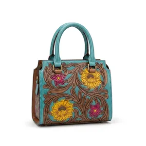 Sac à main de luxe en cuir véritable pour femme, motif losanges, chaînes décoratives, deux anses, fermeture éclair, grande taille, vente en gros - Product Image 1