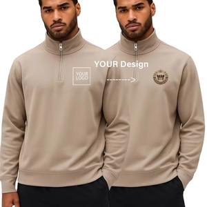 Customizable Men's Long-sleeved Winter Sports Sweatshirt Turn-down Collar 1/4 Zipper Design Knitted Fleece Quick Dry 100% Cotton - Product Image 4