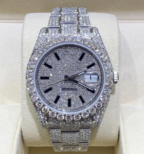 Reloj de lujo con diamantes Moissanite D VVS para hombre, de acero inoxidable, automático, pasa la prueba del diamante. - Product Image 1