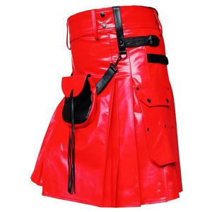Kilt de Cuero Rojo con Bolsa Sporran, Estilo Motero Escocés y Gótico Personalizado 2026 - Product Image 2