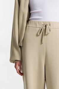 <b>Women</b> <b>Beige</b> Half-Zip <b>Tracksuit</b> Solid Color Loose Fit With Side Pockets Autumn Wear Minimalist Style Full Length Cotton - Product Image 3