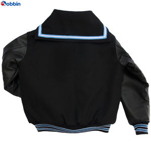 Veste universitaire unisexe en toile enduite coupe-vent à séchage rapide avec col marin, noire, broderie pour hommes, adultes, université - Product Image 1