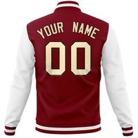 Veste de sport ERID personnalisée coupe-vent brodée unisexe bordeaux et blanc avec nom et numéro d'équipe, fermeture à bouton unique, pour l'hiver