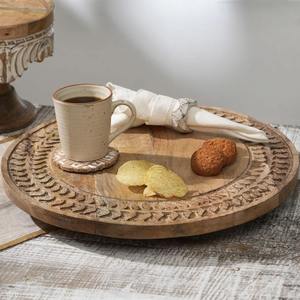 Plateau en bois sculpté, plateau décoratif pour centre de table, plateau de table basse, planche de service en bois pour collations, plateau de rangement en bois fait main - Product Image 5