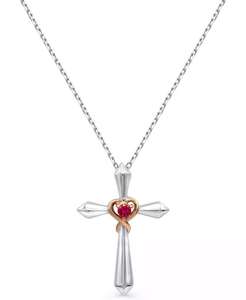 Collar con Colgante de Cruz con Corazón Chapado en Oro Rosa de 14K para Mujer en Plata de Ley |   Macy's - Product Image 1