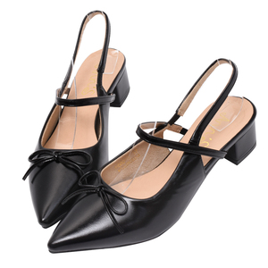 Ann'S Women Black Pointed Toe Slingback Pumps Bow Detail Mid Heel Dress <b>Shoes</b> Comfortable Office <b>Shoes</b> - Product Image 1