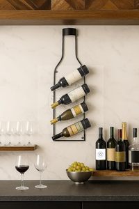 Modern <b>Metal</b> Wine <b>Rack</b> Wall Mounted 4 Bottle Display Minimalist Design Home Decor - Product Image 4