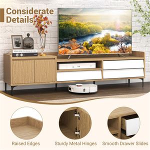 Mobile TV Moderno da 71 Pollici con Cassetti e Armadietto, Centro Intrattenimento Personalizzabile con Gestione Cavi per Soggiorni e Hotel - Product Image 6