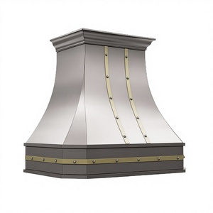 Hotte de cuisine murale en cuivre martelé et acier inoxydable avec filtre à charbon, aspiration électrique/manuelle pour cuisine - Product Image 1