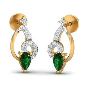 Luxury 18K Gold Plated Drop <b>Earrings</b> With Green Pear Cut Stone <b>And</b> <b>Diamond</b> Accents For Women Party Jewelry - Product Image 1